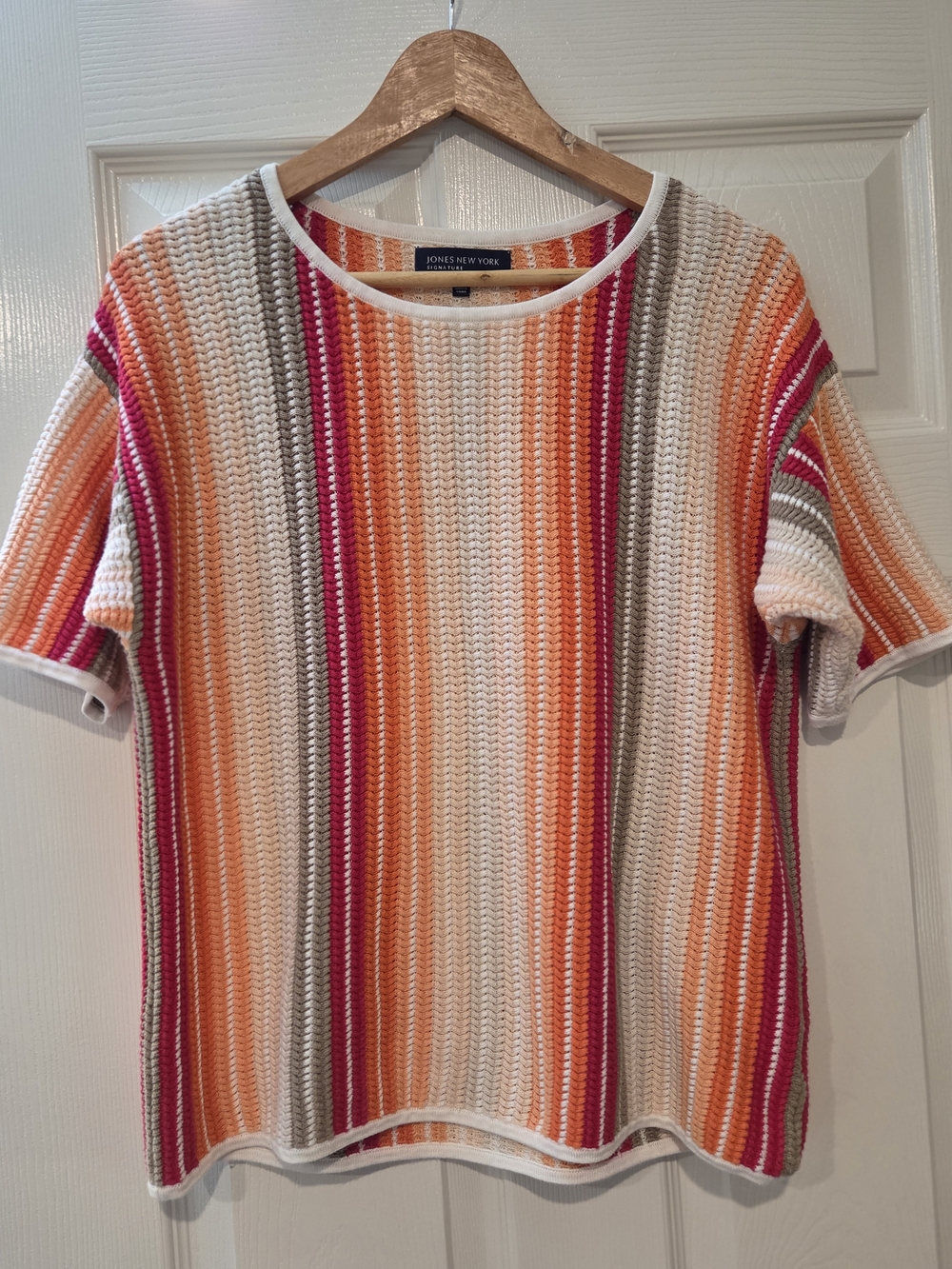 Jones New York Signature 99% Cotton Striped Knit Top M